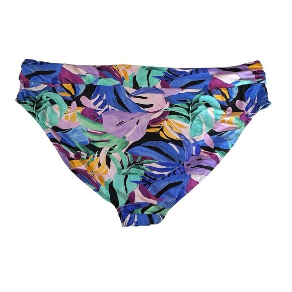 TIME & TRU Mid-Rise V-Front Bikini Swim Bottoms 3X (24W-26W) Tropical Multi NEW‎ - Picture 12 of 13